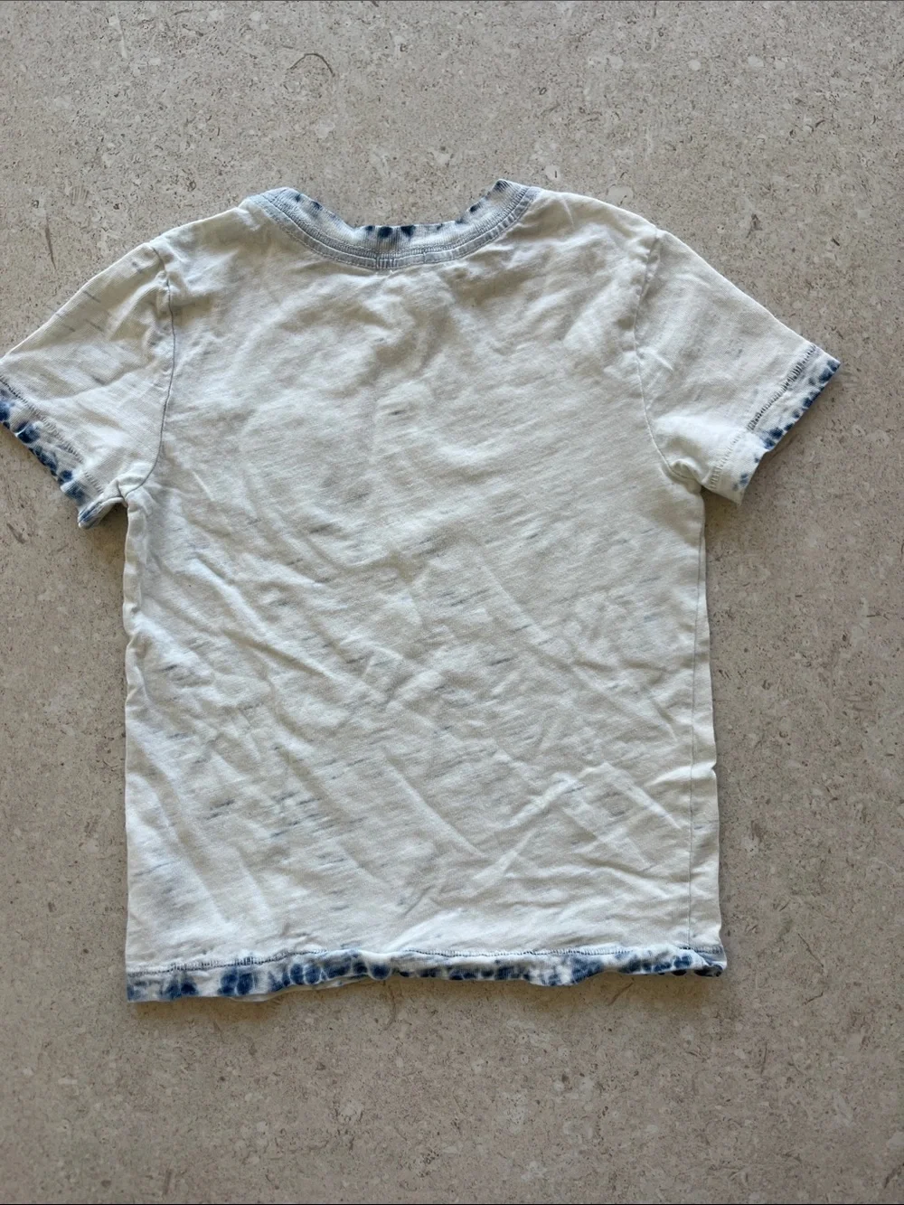 Splendid Cream Tee with Blue Tie-Dye Trim - Kids